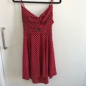 SheIn Red Polka Dot Cutout Dress